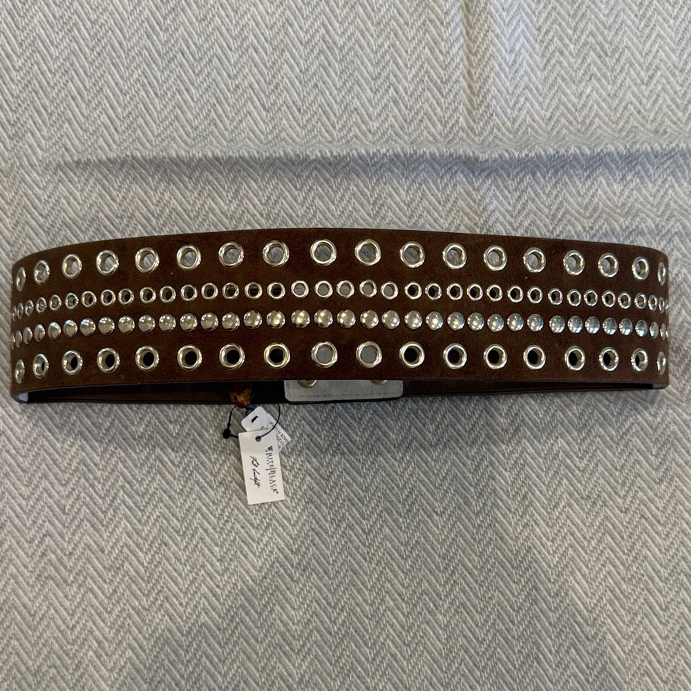 NWT-White House Black Market Brown Studded Waist Belt with Gold Eyelets